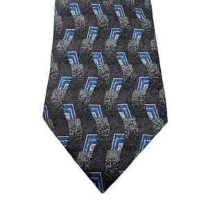 Daniel Craig Mens Italian Silk Tie Grey Blue Geometric Abstract Woven Necktie